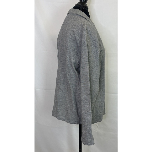 Hot Cotton Women’s Linen Blend Button Up Houndstooth Shirt Size Medium Charity - Picture 4 of 11